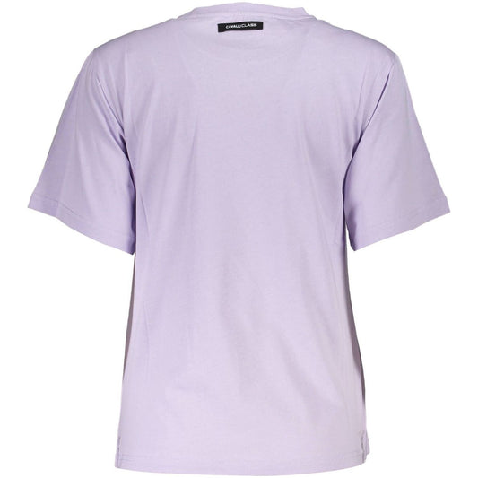 Cavalli Class Elegant Purple Round Neck Tee with Logo Print Cavalli Class