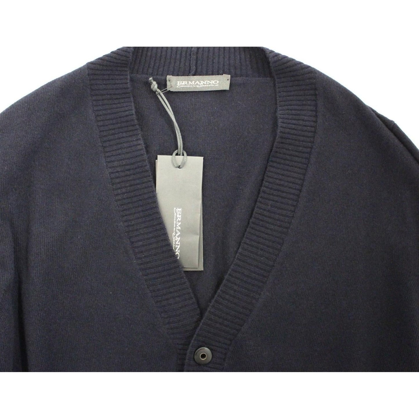 Ermanno Scervino Blue Wool Cashmere Cardigan Pullover Sweater