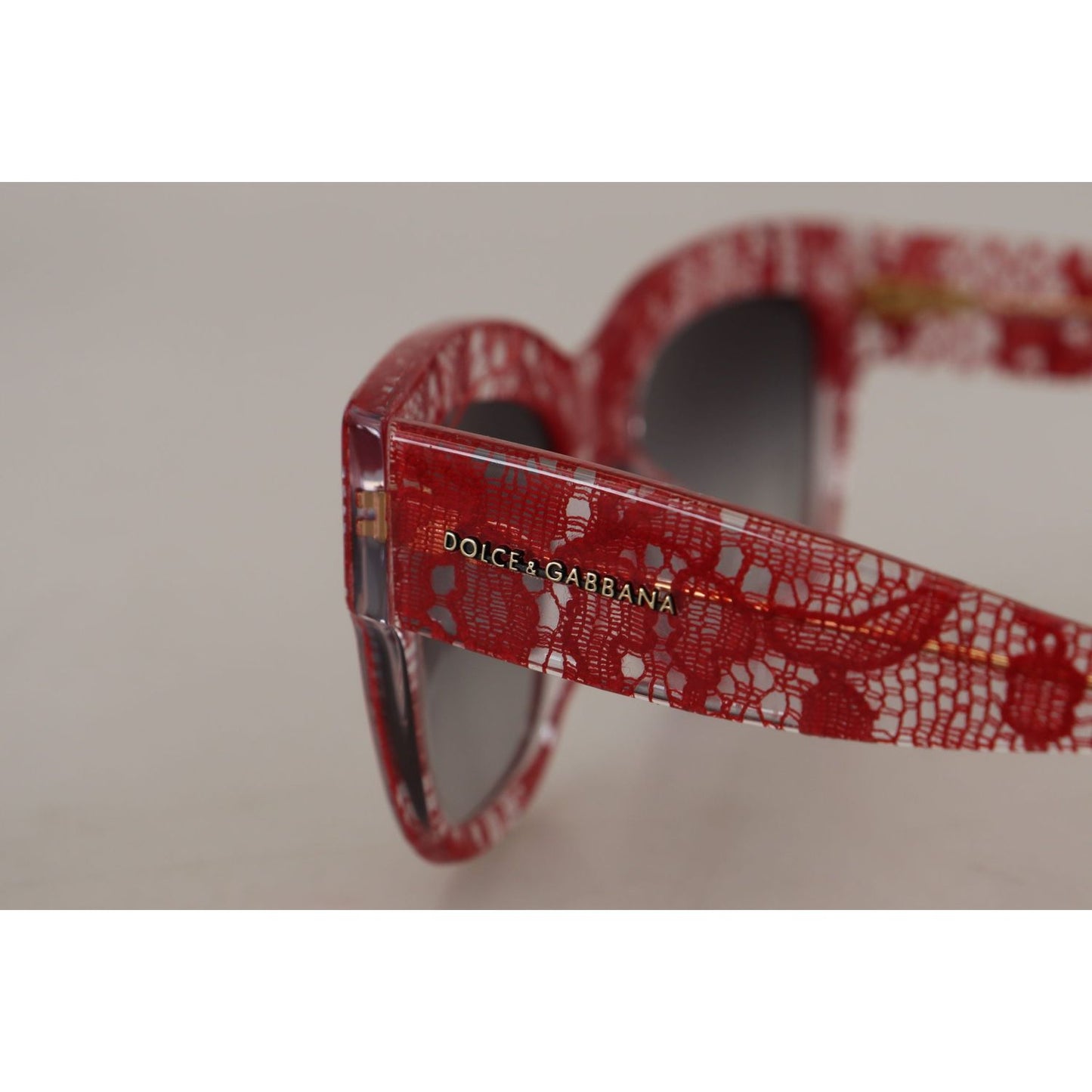 Dolce & Gabbana Red Lace Acetate Rectangle Shades DG4231F Sunglasses