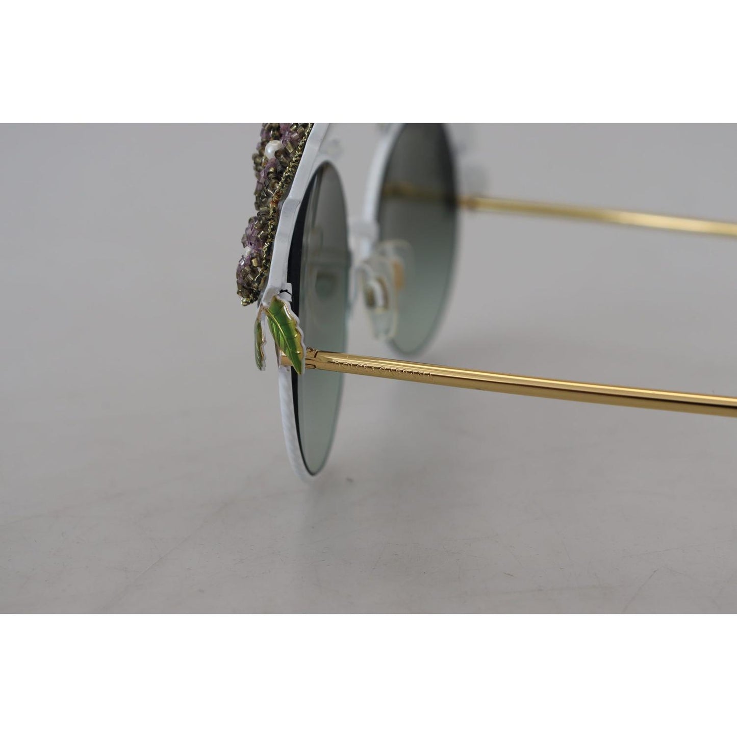 Dolce & Gabbana Elegant Floral Embellished Gold Sunglasses Dolce & Gabbana