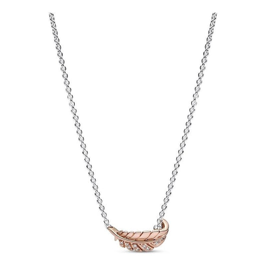 PANDORA JEWELS Mod. FLOATING CURVED FEATHER Necklace PANDORA