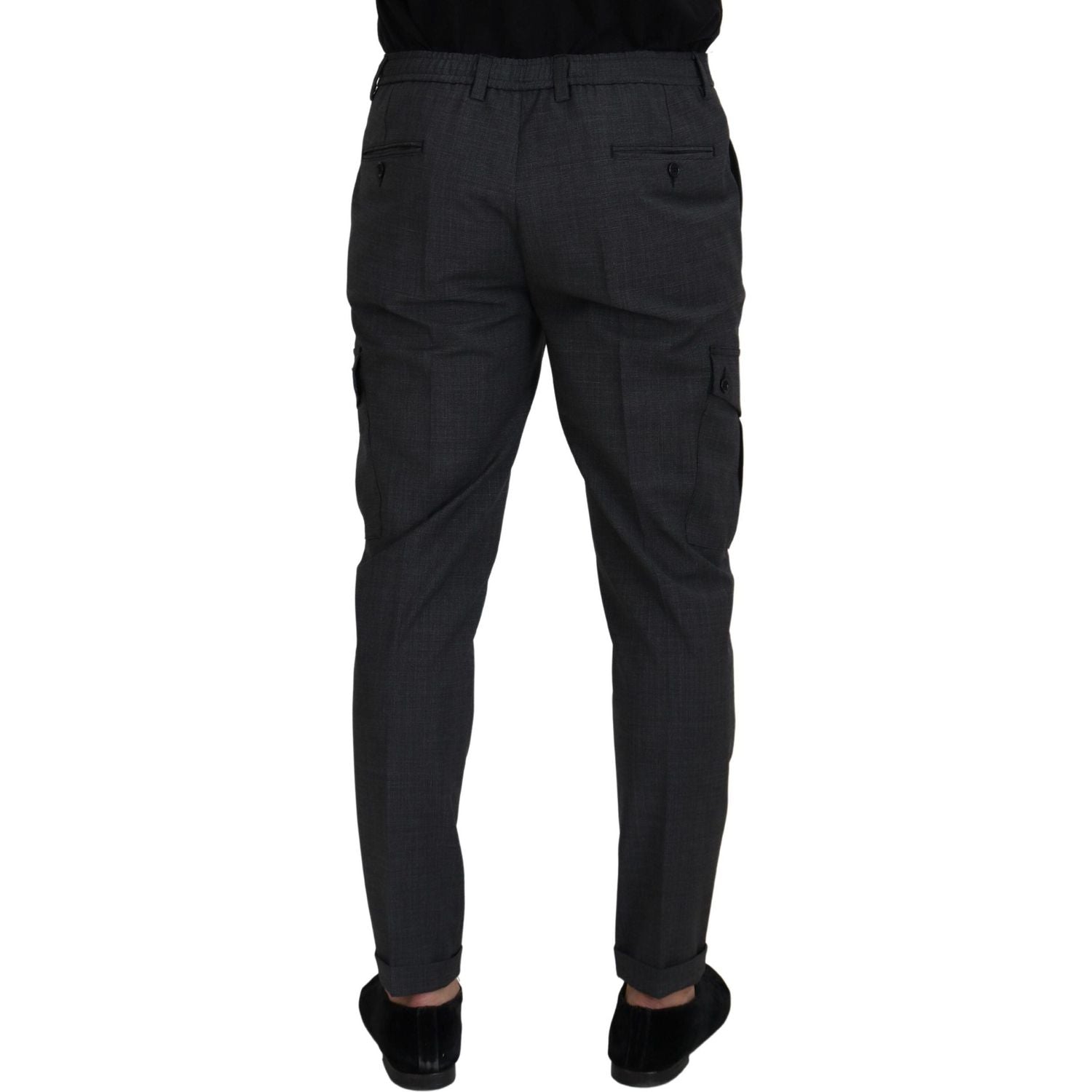 Dolce & Gabbana Gray Checked Cargo Trousers Stretch Pants