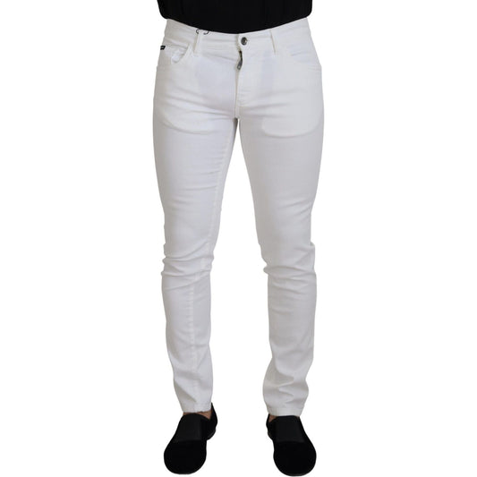 Dolce & Gabbana White Slim Skinny Stretch Cotton Denim Jeans