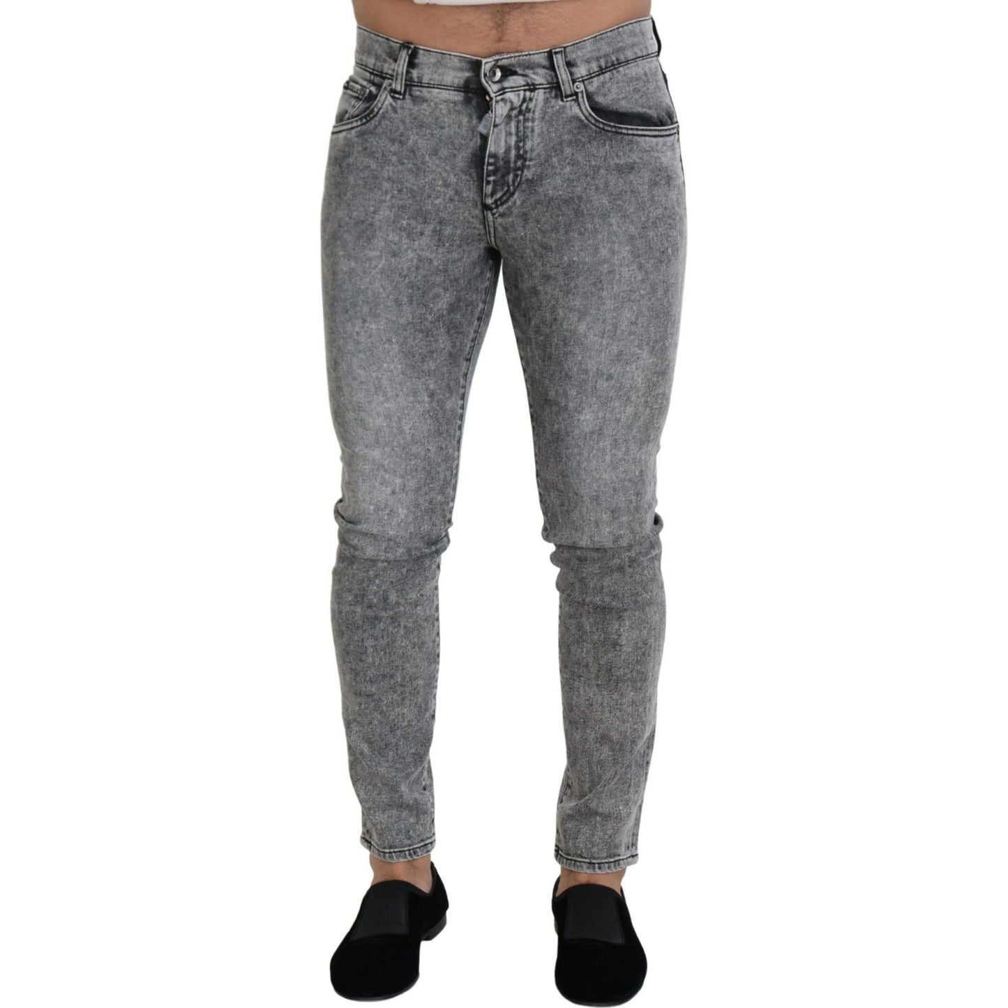 Dolce & Gabbana Gray Slim Fit Wash Stretch Cotton Denim Jeans