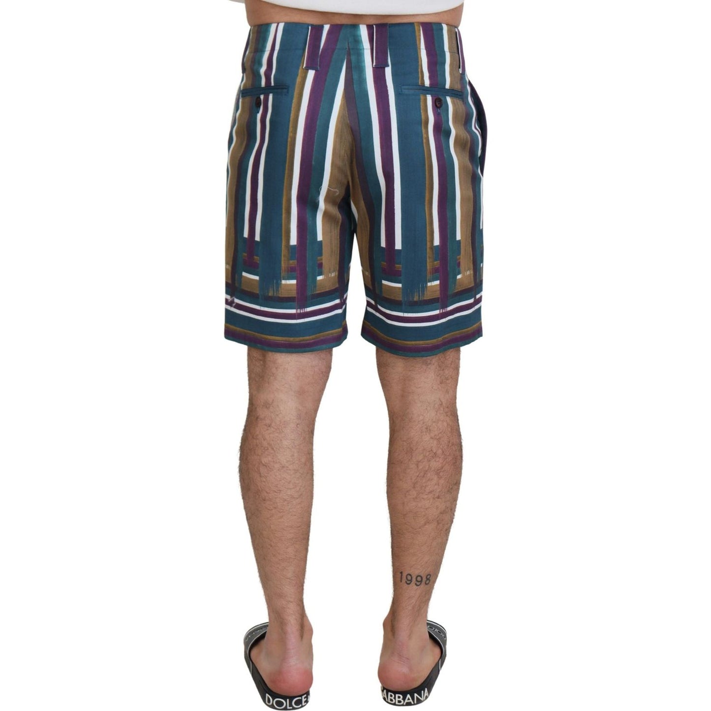 Dolce & Gabbana Multicolor Striped Stretch Cotton Shorts