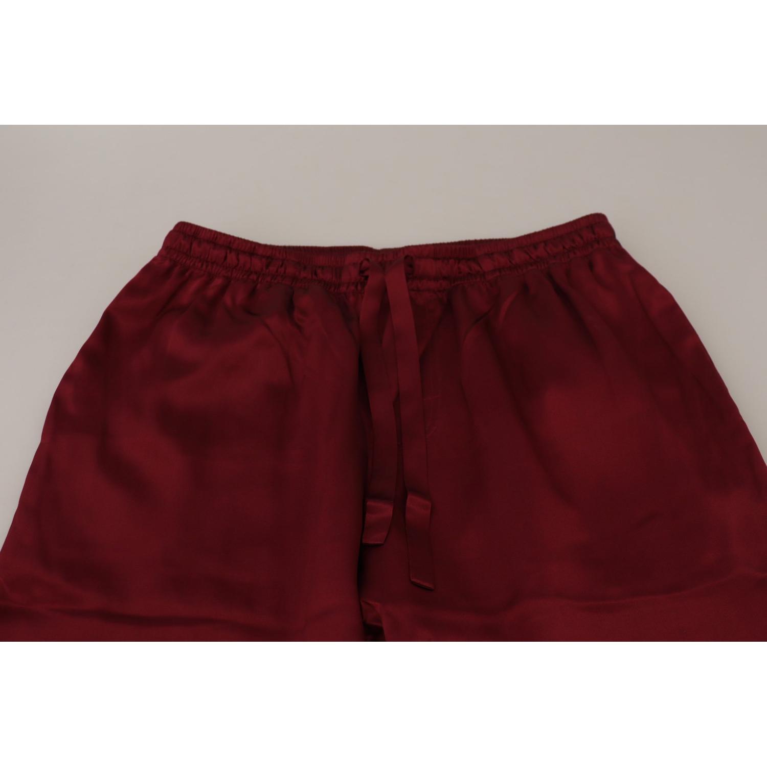 Dolce & Gabbana Bordeaux Silk DG Sleep Lounge Pants