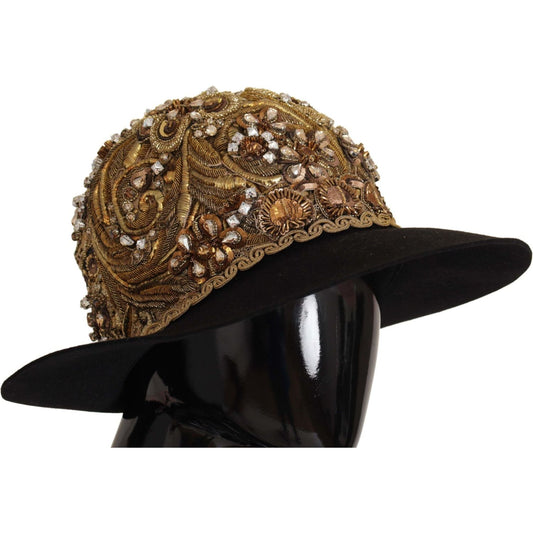 Elegant Black Gold Studded Fedora