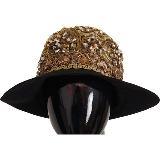 Elegant Black Gold Studded Fedora