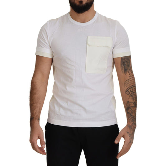 Dolce & Gabbana Elegant White Cotton Tee with DG Chest Pocket Dolce & Gabbana