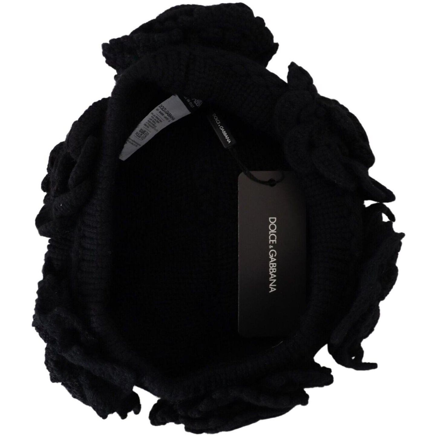 Dolce & Gabbana Elegant Black Virgin Wool Beanie Hat Dolce & Gabbana