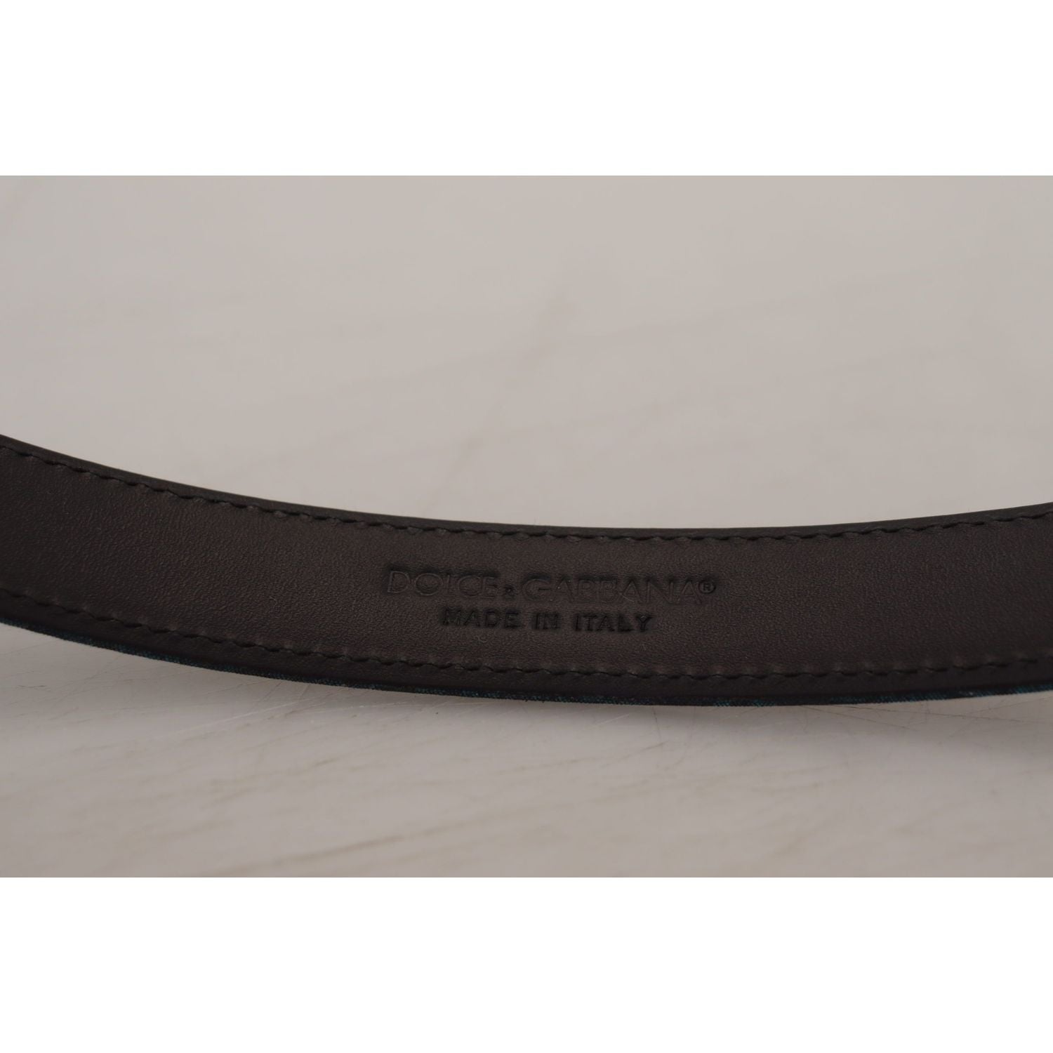 Dolce & Gabbana Blue Jacquard Moire Silver Metal Belt Men