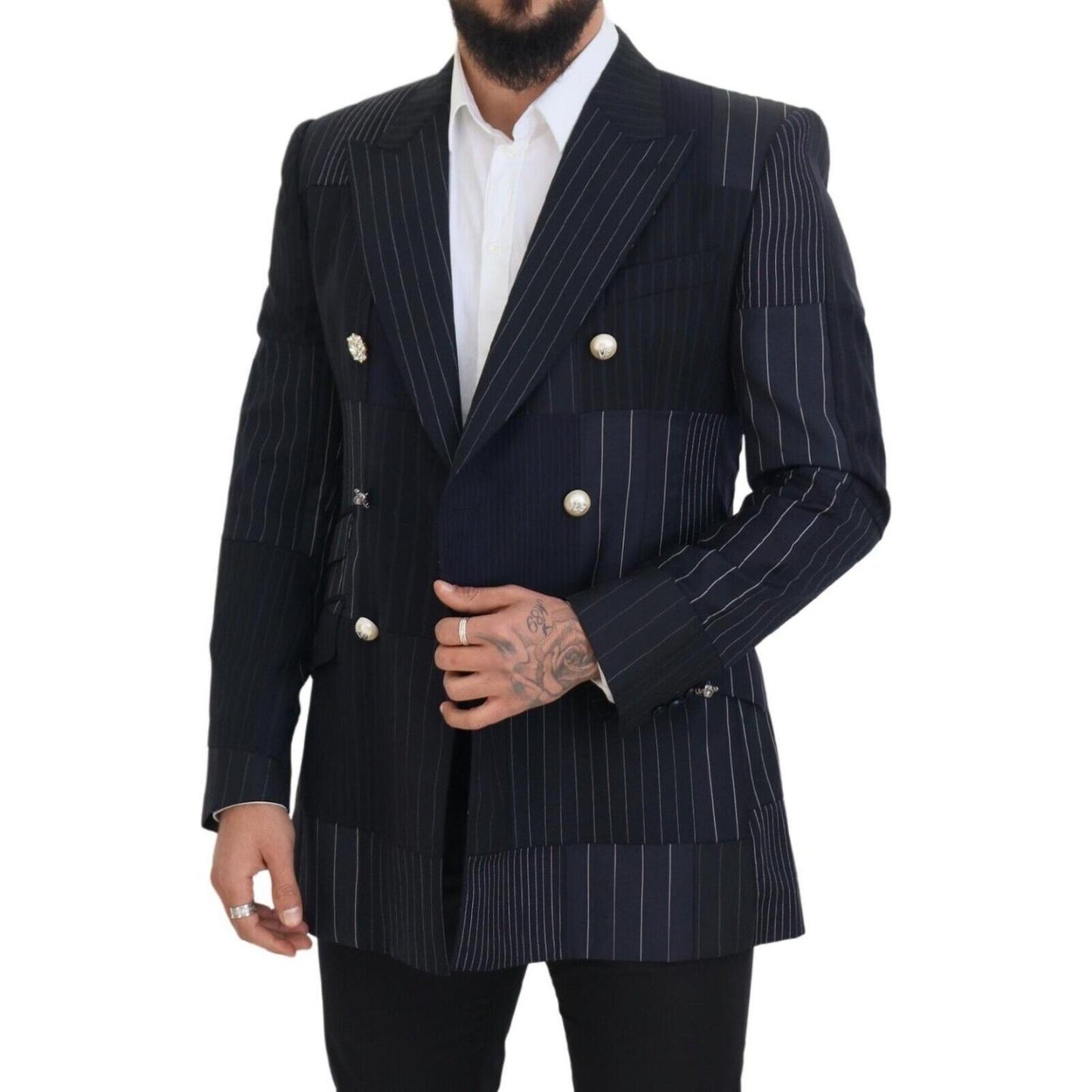 Dolce & Gabbana Elegant Navy Slim-Fit Double Breasted Blazer Dolce & Gabbana