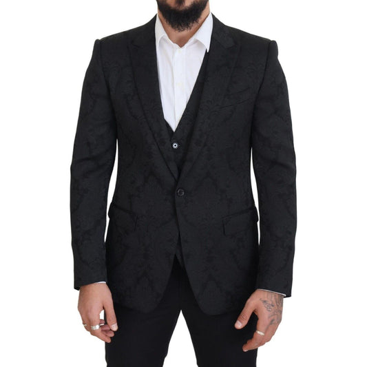 Dolce & Gabbana Elegant Black Martini Suit Jacket & Vest Ensemble Dolce & Gabbana