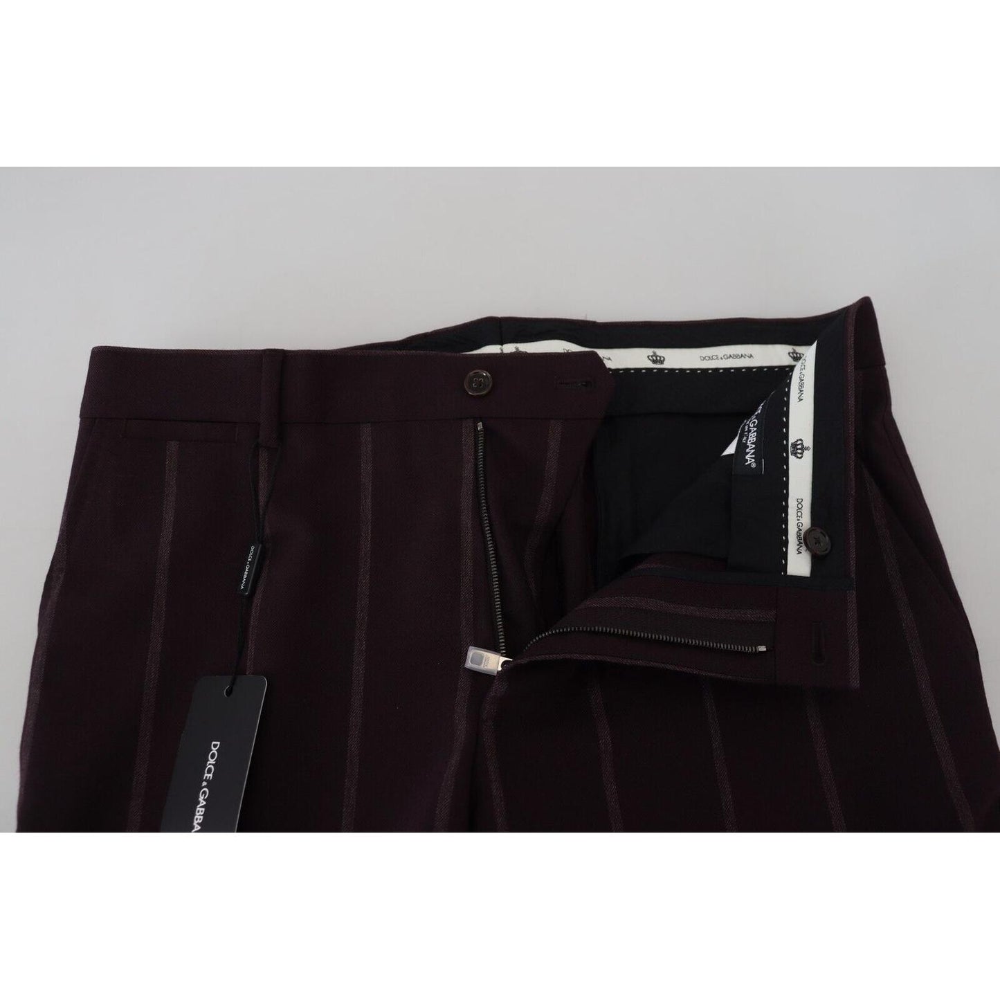 Dolce & Gabbana Brown Striped Men Trousers Cotton Pants