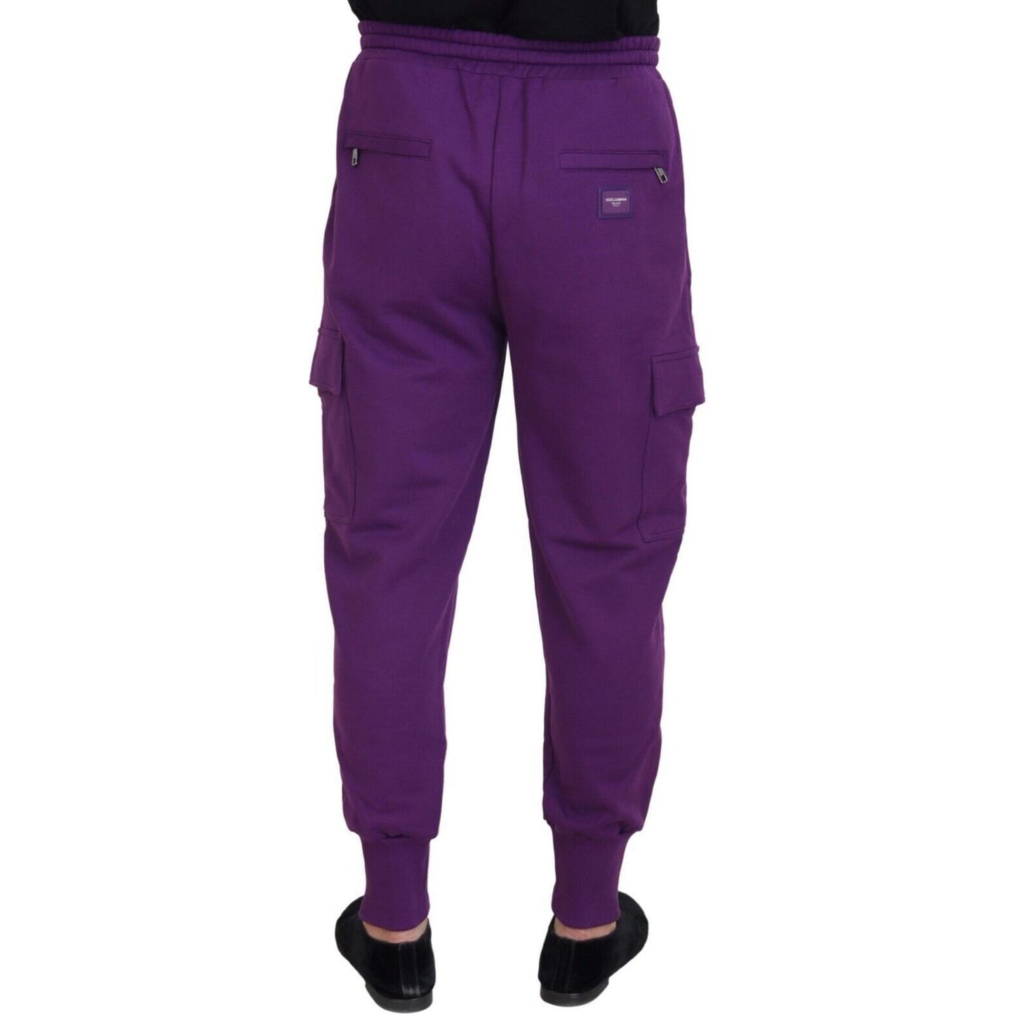 Dolce & Gabbana Elegant Purple Cotton Cargo Sweatpants Dolce & Gabbana