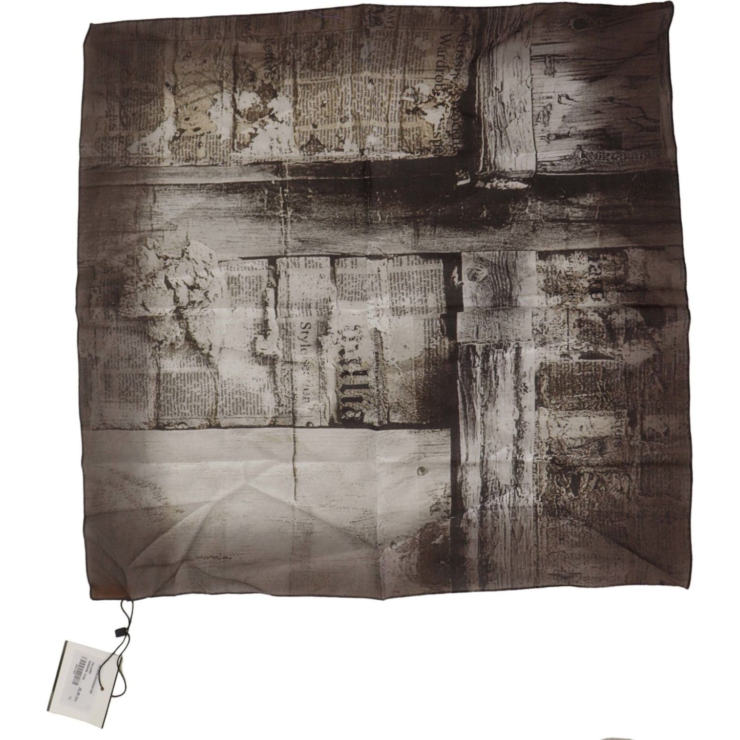 John Galliano Elegant Newspaper Print Cotton Scarf John Galliano