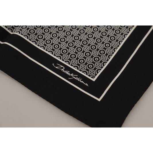 Dolce & Gabbana Elegant Black Silk Geometric Scarf for Men Dolce & Gabbana