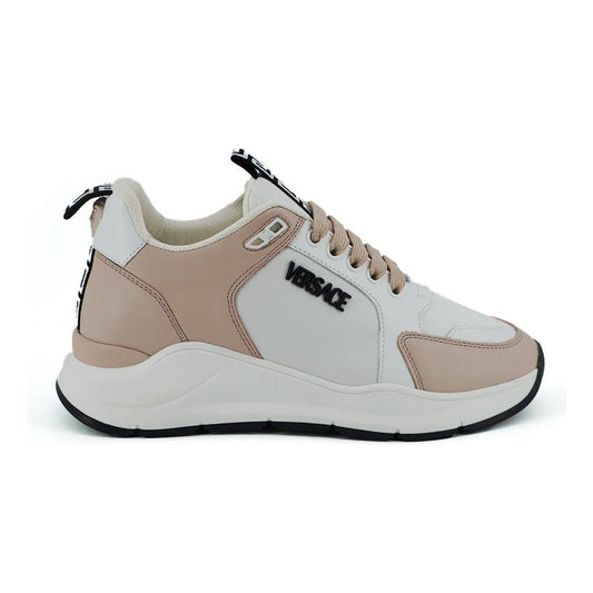 Versace Light Pink and White Calf Leather Sneakers Versace