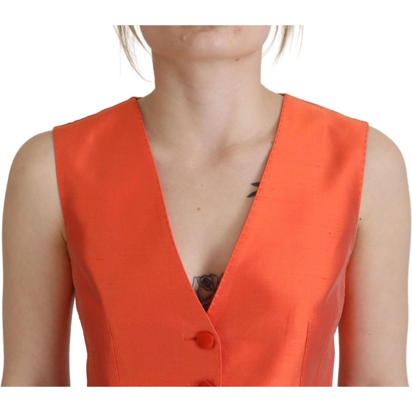 Dolce & Gabbana Elegant Orange Silk Waistcoat Dolce & Gabbana