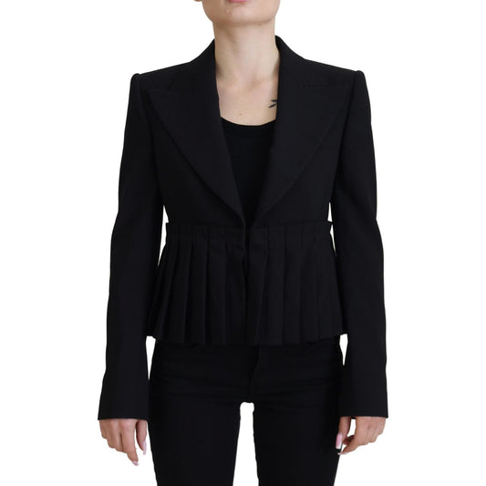 Dolce & Gabbana Black Single Breasted Fit Blazer Wool Jacket