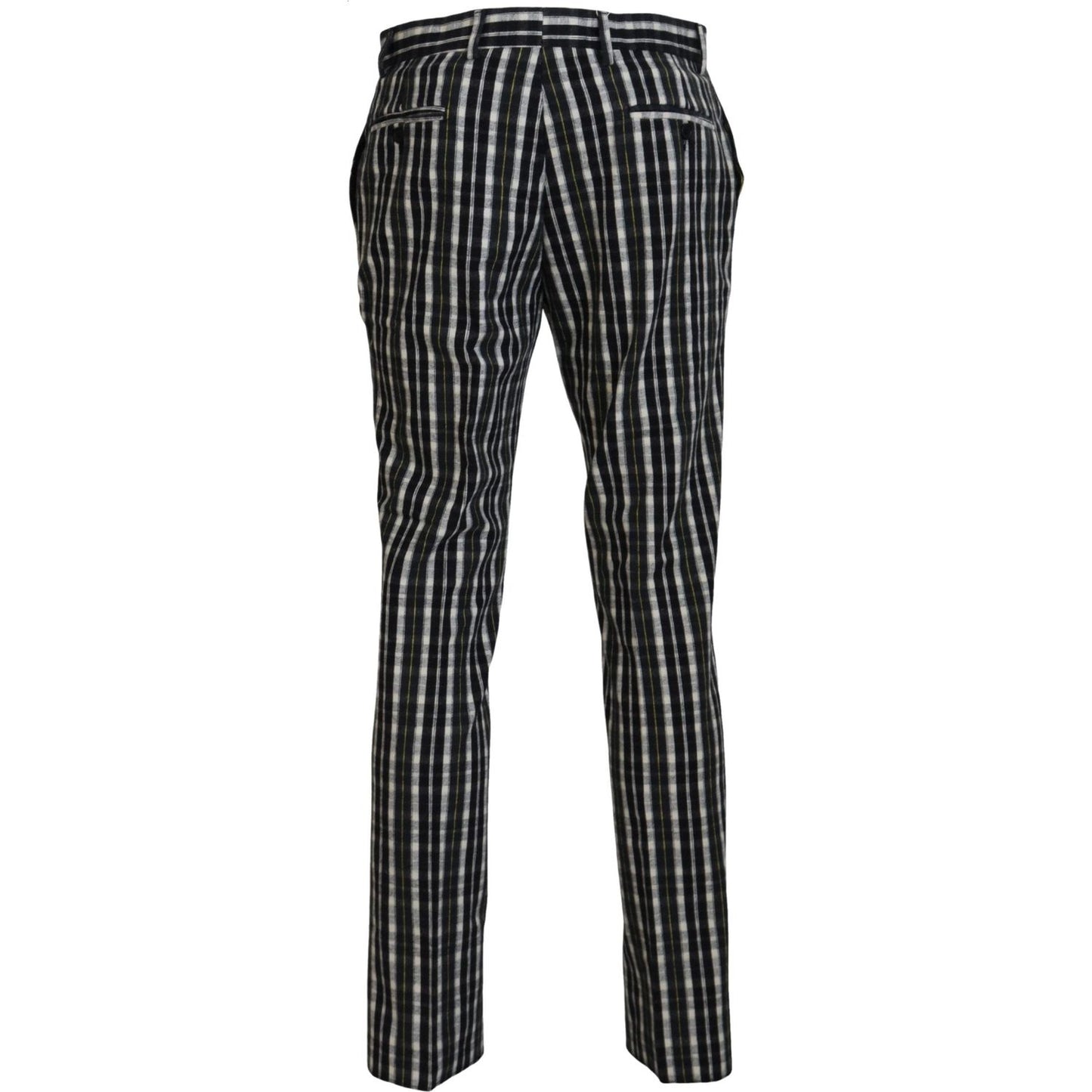 BENCIVENGA Black Checkered Cotton Casual Pants