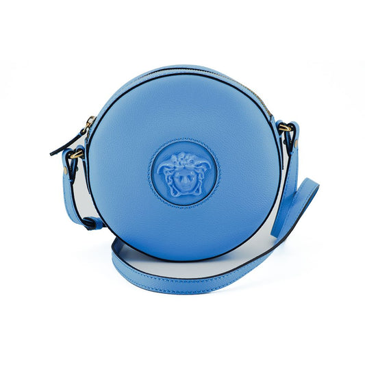 Versace Blue Calf Leather Round Disco Shoulder Bag Versace