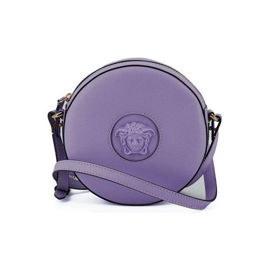 Versace Purple Calf Leather Round Disco Shoulder Bag Versace