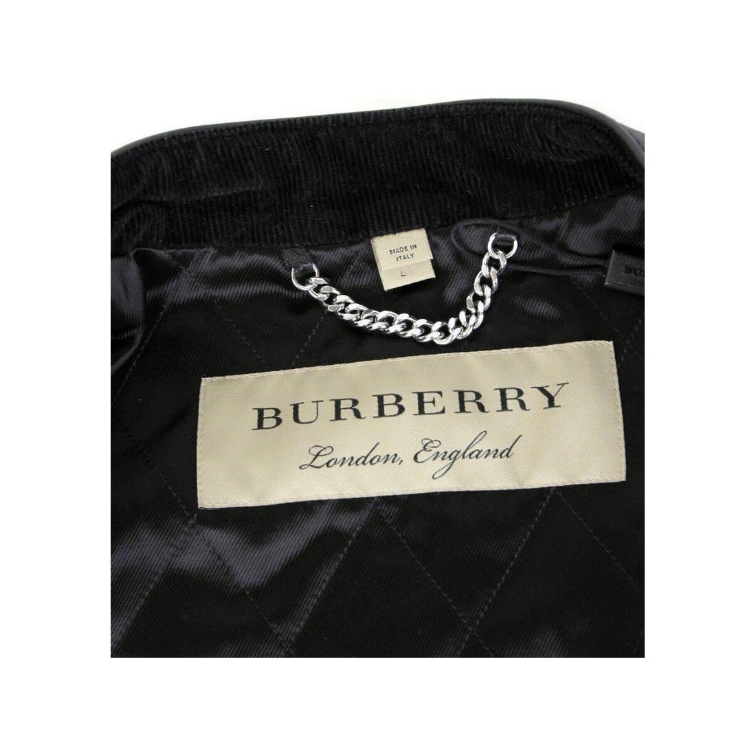 Burberry Men's Black Leather Diamond Quilted Biker Jacket Burberry