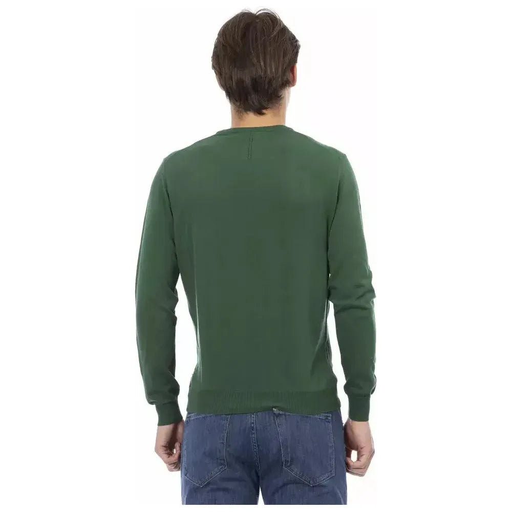 Baldinini Trend Green Cotton Men Sweater Baldinini Trend