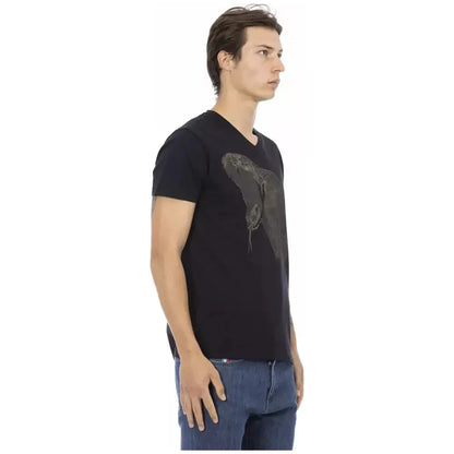 Trussardi Action Black Cotton Men's V-Neck T-Shirt