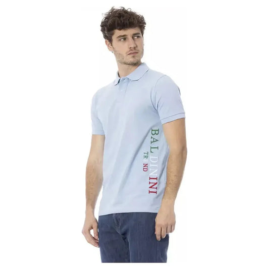 Baldinini Trend Light Blue Cotton Men Polo Baldinini Trend