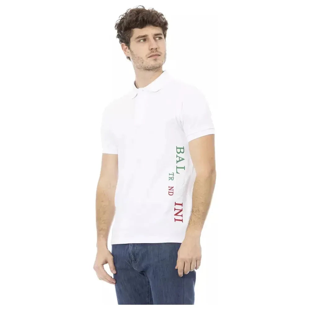 Baldinini Trend White Cotton Men Polo Baldinini Trend