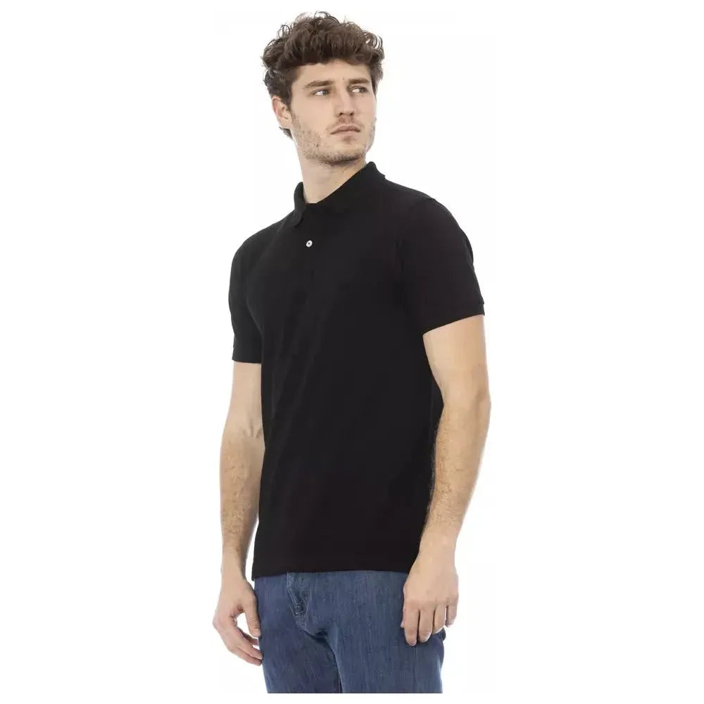 Baldinini Trend Black Cotton Men Polo Baldinini Trend