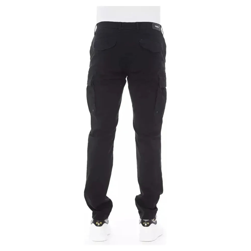 Baldinini Trend Black Cotton Men Cargo Trouser Baldinini Trend