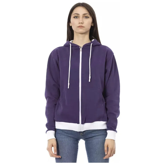 Baldinini Trend Chic Purple Cotton Hooded Sweater Baldinini Trend