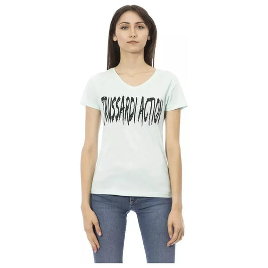 Trussardi Action Light Blue Cotton Women T-Shirt Trussardi Action