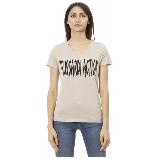 Trussardi Action Beige Cotton Women T-Shirt Trussardi Action