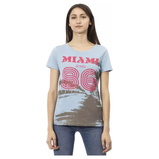 Trussardi Action Light Blue Cotton Women T-Shirt