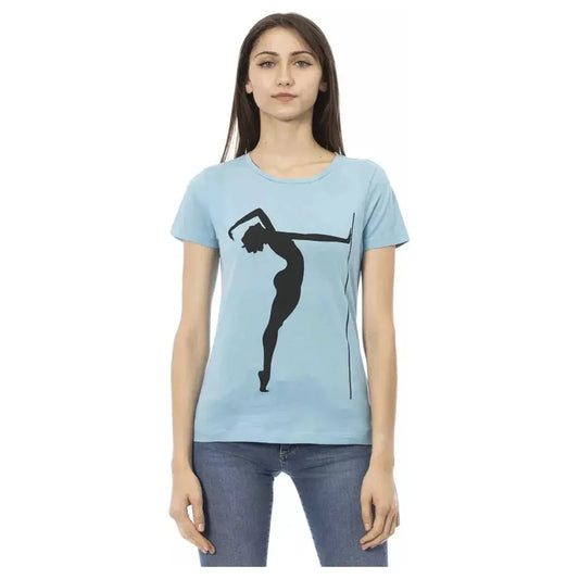 Trussardi Action Light Blue Cotton Women T-Shirt Trussardi Action