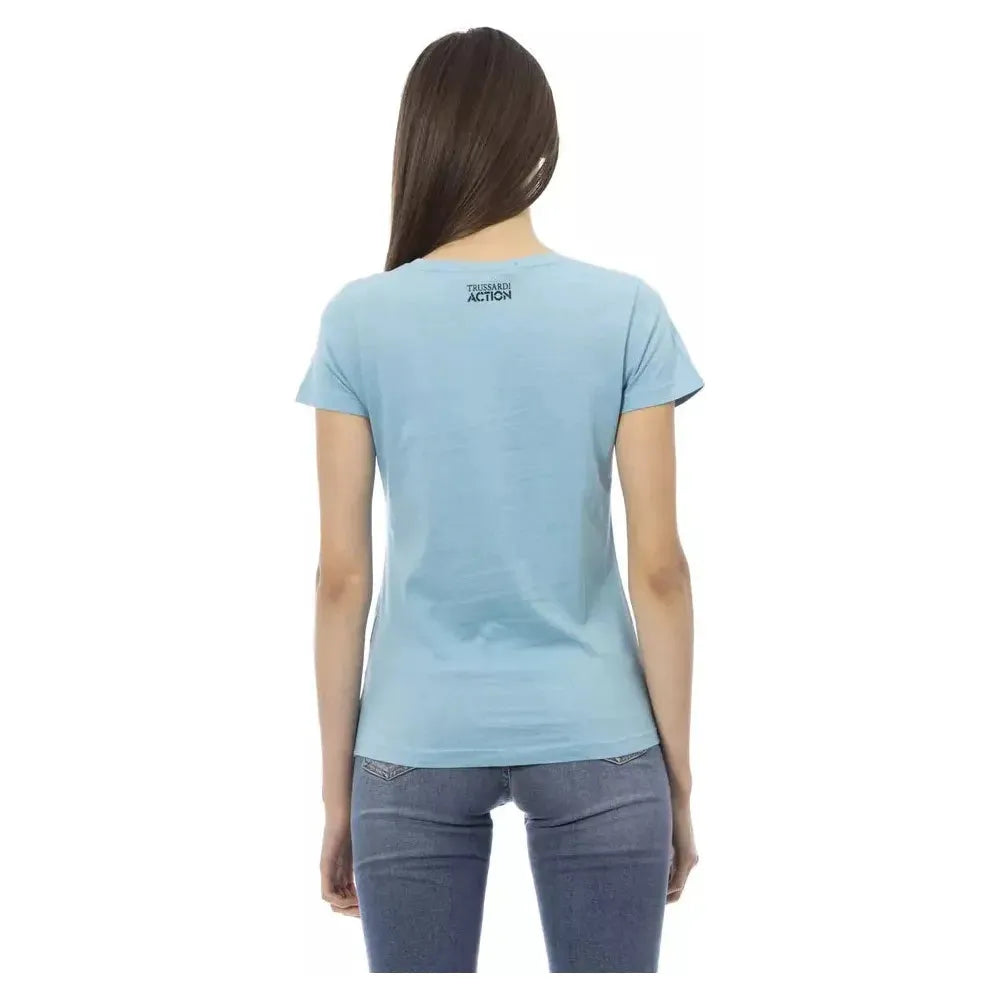 Trussardi Action Light Blue Cotton Women T-Shirt