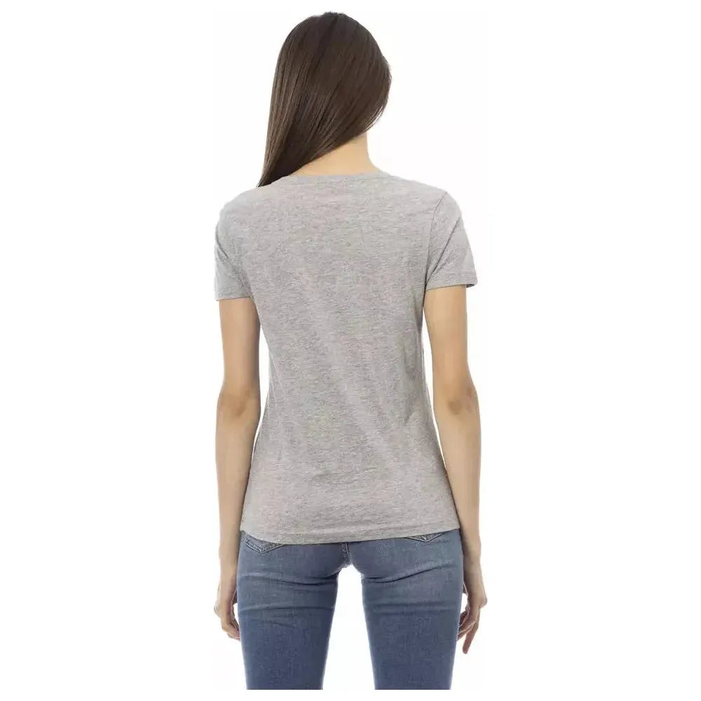 Trussardi Action Gray Cotton Women Top Trussardi Action