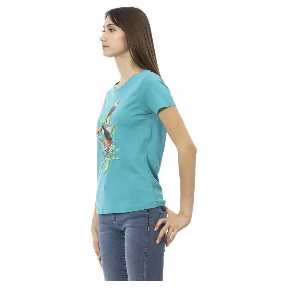 Trussardi Action Light Blue Cotton Women Top Trussardi Action