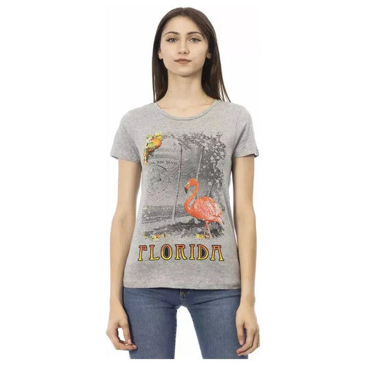 Trussardi Action Gray Cotton Women T-Shirt Trussardi Action