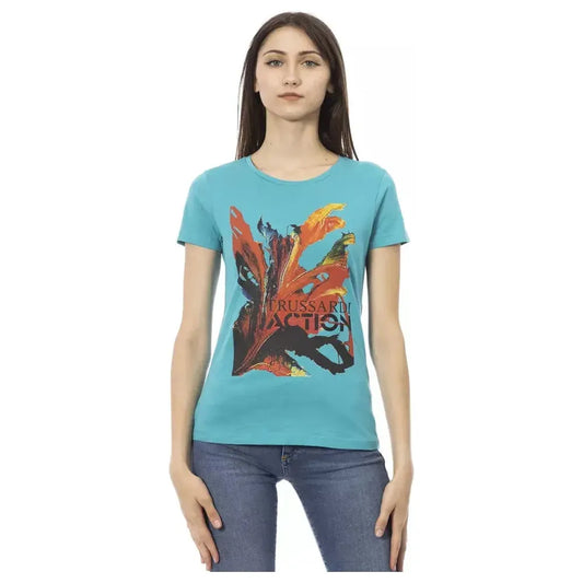 Trussardi Action Light Blue Cotton Women T-Shirt Trussardi Action