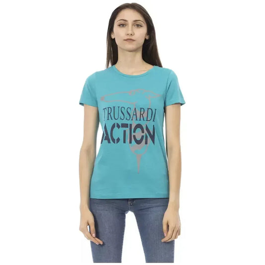 Trussardi Action Light Blue Cotton Women T-Shirt Trussardi Action