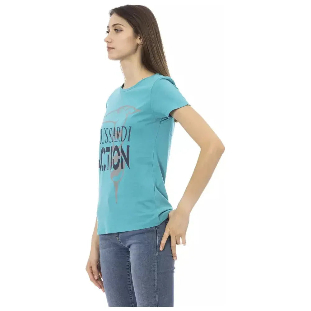 Trussardi Action Light Blue Cotton Women T-Shirt