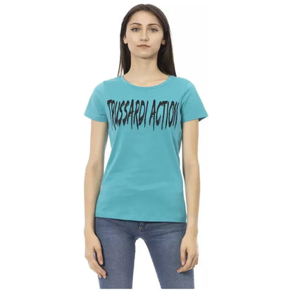 Trussardi Action Light Blue Cotton Women T-Shirt