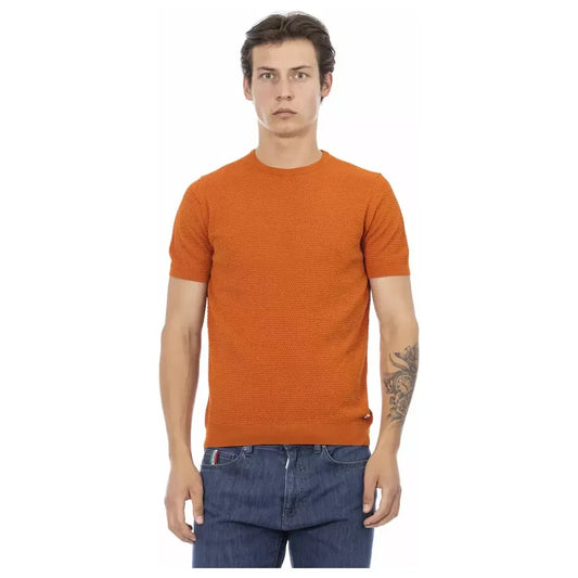 Baldinini Trend Chic Orange Short Sleeve Cotton Sweater Baldinini Trend