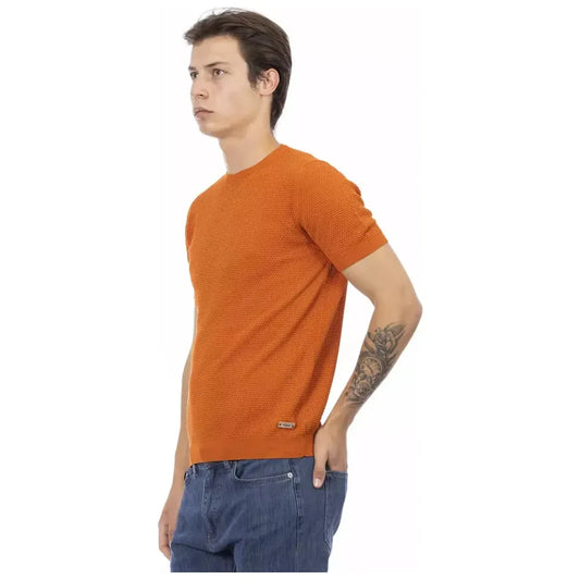 Baldinini Trend Chic Orange Short Sleeve Cotton Sweater Baldinini Trend