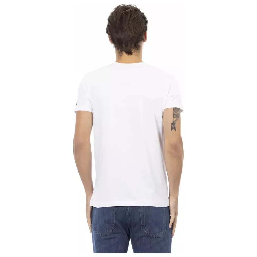 Trussardi Action Elegant V-Neck Designer Tee with Chic Front Print Trussardi Action